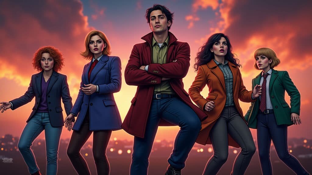 Irmãos Hargreeves prontos para o apocalipse em The Umbrella Academy.