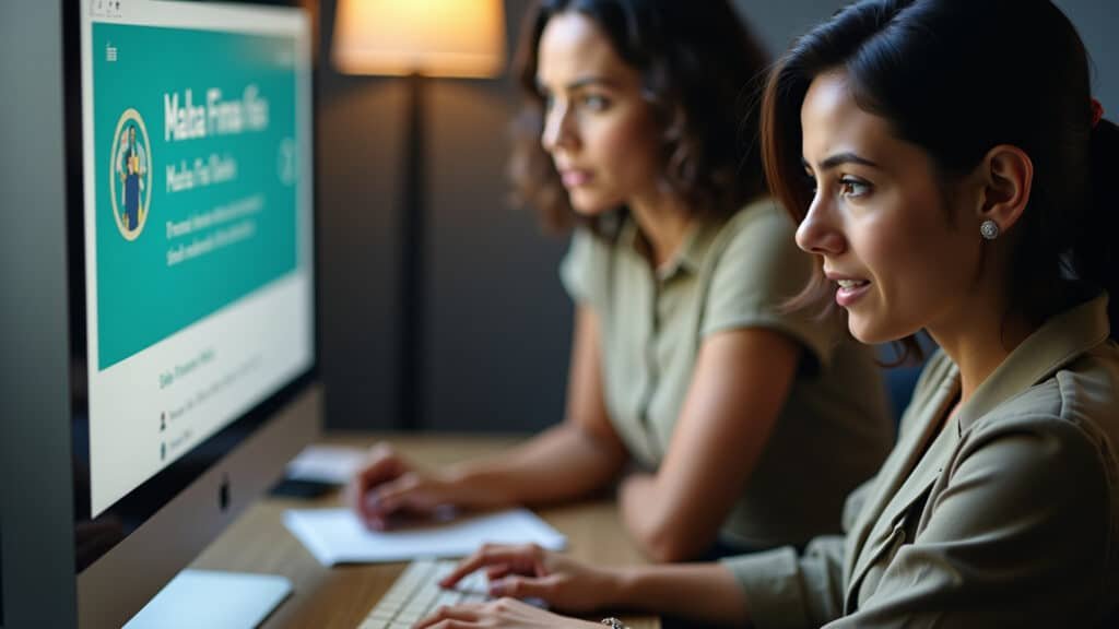8K, sharp focus, professional photography, diverse woman looking at a 'Malha Fina' notification on Mulher preocupada com notificação de malha fina do Imposto de Renda.