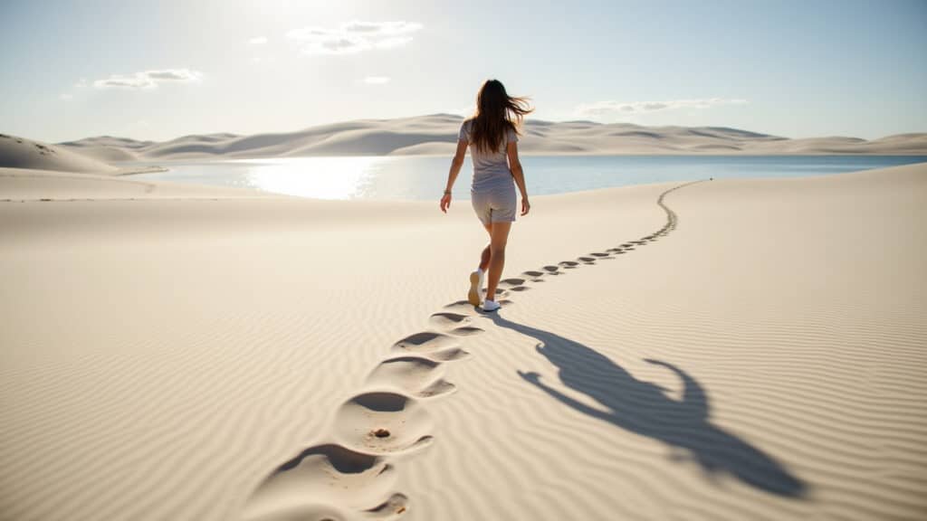 Lençóis Maranhenses, Brazil: Lagoons and dunes, professional photography, 8K, sharp focus, Lagoas dos Lençóis Maranhenses, MA: Paraíso natural.