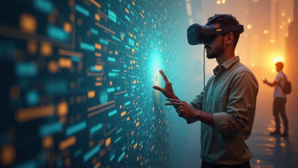 Metaverse crypto transactions, diverse users buying virtual land, secure blockchain, Brazilian Usuários diversos comprando terrenos virtuais com criptomoedas no metaverso.