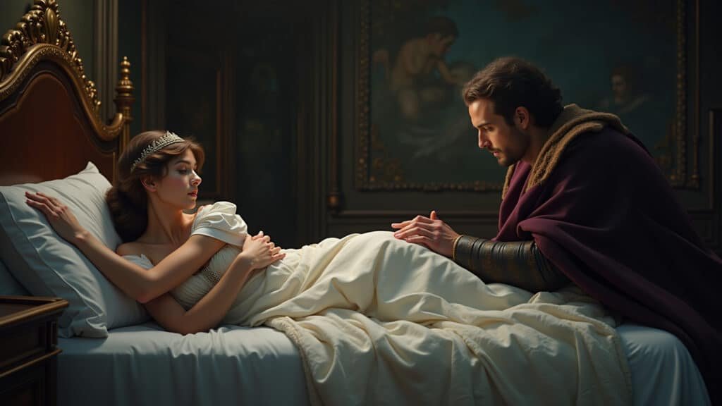 A Bela Adormecida na versão original, cena perturbadora com o rei.